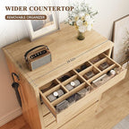 Larger Oak 5 Drawer Dresser for Bedroom with LED Light, Modern Chest of Drawers with Hidden Handles, Tall Wooden Dresser Closet for Living Room, Entryway, Hallway - Oak