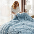 Bedsure GentleSoft Fluffy Light Sky Blue Throw Blanket, Dusty Baby Blue Decor Gifts for Women Men, Soft Cozy Fuzzy Plush Warm Minky Thick Sherpa Fleece Faux Fur Throw Blanket for Couch Bed, 50x60