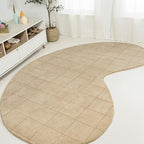 JONATHAN Y Bean Grid Handwoven Wool Beige/Light Brown Shaped Indoor Area Rug, 6x9, Modern, Plaid, Easy-Cleaning for Living Room, Bedroom, Kitchen, Pet Friendly, Non-Shedding (GST104A-6)