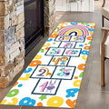 Boho Cartoon Rainbow Living Room Rugs, 3.3x7ft, Number 123 Hopscotch Game Classroom Floor Area Mat, Soft Reduce Noise Rubber Backed Anti-Slip Washable Carpets for Office Entryway