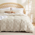 Bedsure Boho Kids Duvet Cover Queen Size（Duvet Insert/Comforter not Included - Checkered Duvet Cover Queenfor All Seasons,Soft Shabby Chic Boho Bedding (Beige, 90" x 90")