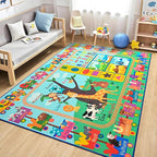 Kids Rug for Playroom, 6x9 ABC Educational Carpet for Classroom, Fun Alphabet Area Rugs for Learn Numbers Season Animal Weather and Shapes Playmat for Girls Boys Room Nursery Decor