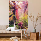 Ambesonne Forest Tapestry, Majestic Landscape Autumn Trees in Woodland Natural Garden in Ukraine, Fabric Wall Hanging Decor for Bedroom Living Room Dorm, 30" X 45", Red Green Brown