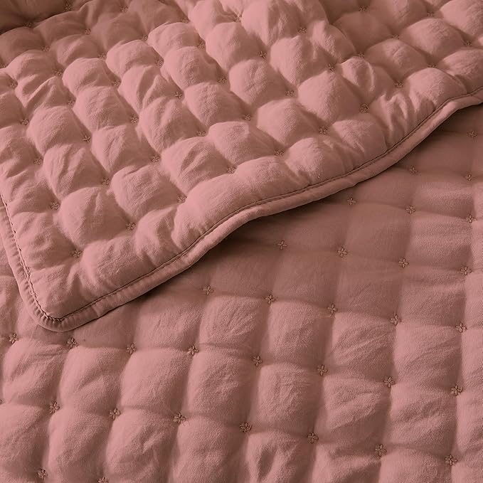 WDCOZY Twin Quit Size Bedding Sets with Pillow Sham, Lightweight Soft Bedspread Coverlet, Quilted Blanket Thin Comforter Bed Cover for All Season, 2 Pieces, 68x90 inches, Rose Red