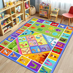 3x5 Small Kids Classroom & Playroom Rug - ABC Alphabet Educational Area Rug with Animals Numbers & Shapes - Washable Non-Slip Carpet Playmat for Nursery Preschool & Reading Area