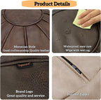 Thgonwid Round Unstuffed Pouf Cover, Leather Foot Stool Ottoman with Storage, Bean Bag Floor Chair, Multi Functional Footrest for Living Room, Bedroom or Balcony (Deep Coffee)