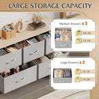 WLIVE Dresser for Bedroom with 5 Drawers, Wide Chest of Drawers, Fabric Dresser, Storage Organization Unit with Fabric Bins for Closet, Living Room, Hallway, Light Grey