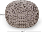 Nahunta Knitted Round Pouf - Cotton - Brown