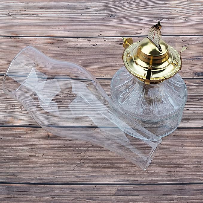 Oil Lamp Chimney Hurricane Lamp Glass Replacement Clear 3 Inch Base for Kerosene Lamp Shade(Flat Style 2P)
