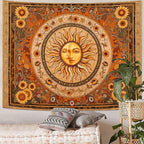 Accnicc Vintage Sun and Moon Tapestry Boho Yellow Orange Indie Wall Tapestry for Bedroom Aesthetic Sunflower Extra Large Hippie Fall Tapestries Wall Hanging for Living Room Dorm 90 x 68 Inch
