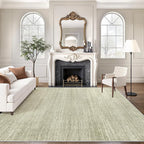 Art&Tuft Washable Rugs 8x10, Area Rugs for Living Room - Non Slip and Stain Resistant Soft Thin Low Pile 8x10 Rug for Bedroom, Dining Room, Kitchen, Office, Green