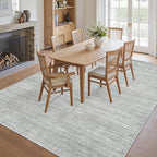 Art&Tuft Washable Rugs 9x12, Low Pile Area Rugs 9x12 Living Room - Non Slip and Stain Resistant Soft Thin Rug for Bedroom, Dining Room, Kitchen, Office, Grey