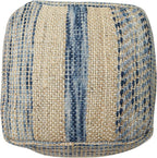 Christopher Knight Home Lola Boho Hemp and Wool Pouf, Natural and Blue