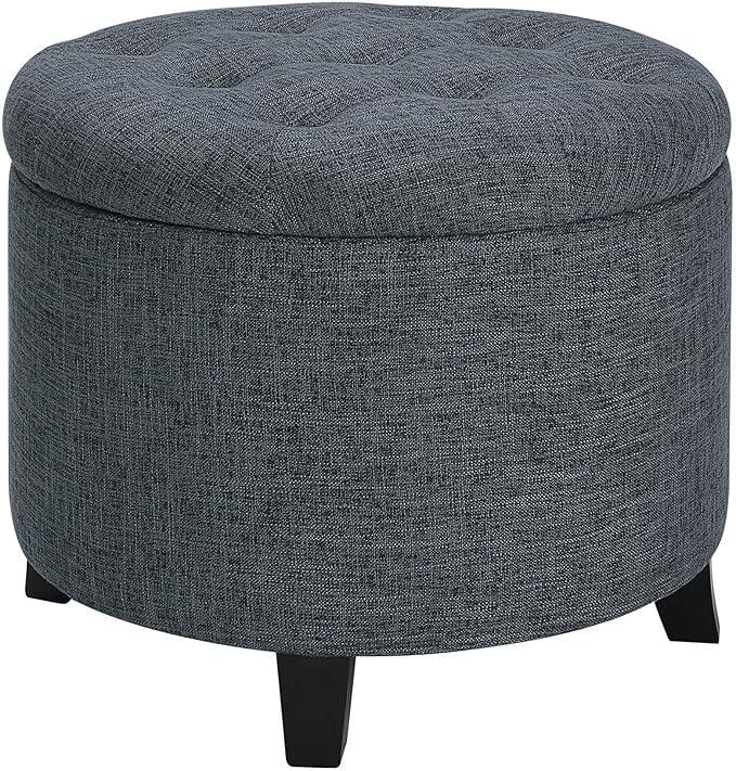 Convenience Concepts Designs4Comfort Storage Ottoman, Stormy Gray Fabric