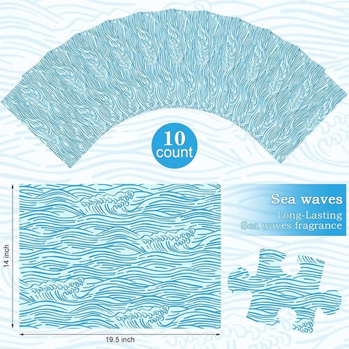 10 Sheets Drawer Liners for Dresser Scented Drawer Liners Non Adhesive Scented Paper for Fragrant Home Shelf Closet(Sea Scent,Sea Wave)