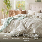 Bedsure Waffle Weave Duvet Cover Queen - 100% Cotton Boho Duvet Cover with 2 Pillowcases - Linen Color Textured Comforter Cover with Zipper Closure (Queen, 90"x90")