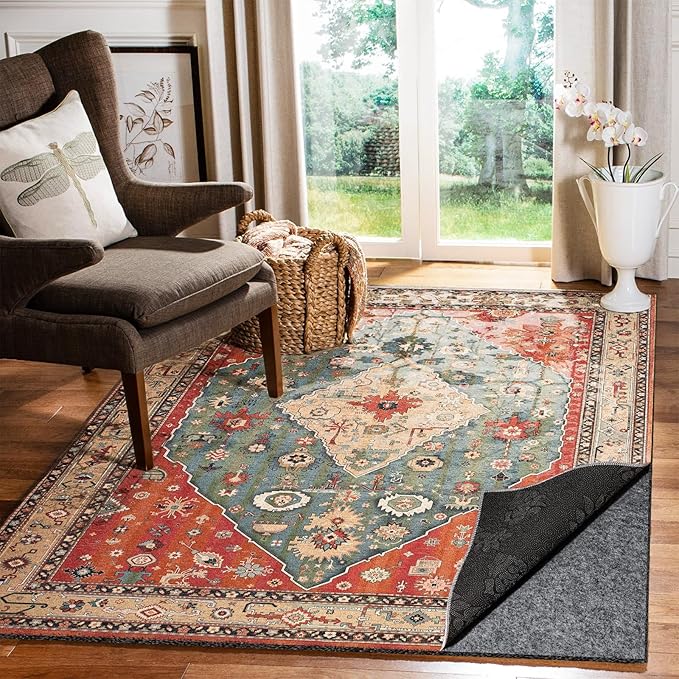 Waterproof Rug Pad, Thick 10x14 Ft Under Area Rug Carpet Pad, Non Slip Rug Pads for All Floors and Hardwood Floors Finishes, Keep Carpets in Place Soft and Prevent Rug from Wrinkling or Buckling