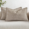 decorUhome Chenille Throw Pillow Covers 12x20 Set of 2, Thick Textured Slubby Neutral Decorative Pillow Covers with Elegant Design for Couch, Sofa, Living Room, Oatmeal