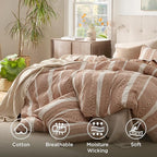Bedsure Waffle Weave Duvet Cover King - 100% Cotton Boho Duvet Cover Set with 2 Pillowcases - Extra Soft Terracotta Textured Comforter Cover with Zipper Closure (King, 104"x90")