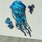 LiveInUrban Coastal Wall Art Jellyfish Metal Wall Sculptures, Ocean Beach Themed Metal Hanging Home Decoration 3PCS 15.5"x11.8"