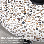 45lbs Patio Umbrella Base with 4 Wheels, Round Cobblestone Concrete Stand, Heavy Duty Market Umbrella Stand for Outdoor