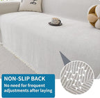 HAOMAIJIA Non Slip Couch Cover Sofa Covers for 3 Cushion Couch Washable sectional Couch Covers for Dogs pet Furniture Protector Couch Cover Blanket for Living Room (Off White, 71"x150")