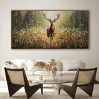 XLSJERST Country Wall Decor Poster 58x29 Inches - Elk Picture Hunting Artwork Large Canvas Picture Brown Deer Wall Art for Living Room Guest Bath Decoration