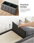 SONGMICS Storage Ottoman Bench, Foldable Foot Rest with Legs, 15 x 43 x 15.7 Inches, End of Bed Bench, Storage Chest, Load up to 660 lb, for Living Room, Bedroom, Entryway, Slate Gray ULSF018G01