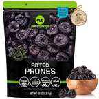 NUT CRAVINGS - Dried Prunes Pitted Unsweetened, Dry Plums No Sugar Added, Unsulphured (48oz, 3 LB) Tu Bishvat Favorite - Sweet Healthy Snack, Vegan, Kosher, Resealable Bag