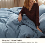 Bedsure Cotton Duvet Cover King - 100% Cotton Waffle Weave Grey Blue Duvet Cover King Size, GentleSoft™ and Breathable Bedding Set for All Season, 3 Pieces, 104"x90"
