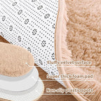 Noahas Fluffy Beige Rugs for Bedroom Living Room,2.6'X5.3' Oval Throw Rug for Kids Room,Shag Hallway Runner Rug,Small Soft Shaggy Bedside Non-Slip Plush Nursery Dorm Carpet Home Decor Aesthetic
