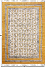 Area Rug 8x10 Kilim Rug Yellow & Beige Cotton Dhurrie Oriental Thick 0.19 inches Stone Easy Washable Rug Hand Wash Cotton Carpet Flatweave Rug Indoor Outdoor Rugs for Living Room, Bedroom