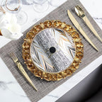 13" Antique Gold Charger Plates, Set of 6 Plastic Textured Chargers for Dinner Plates with Embossed Rim, Table Décor, Party, Wedding, Holiday