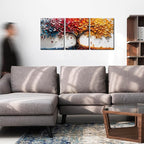 Tree Canvas Wall Art for Living Room - Colorful Wall Decor for Bedroom Teen Girl - Modern 3 Piece Wall Art for Office Size 12" x 16"