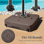 Best Choice Products 330lb Mobile Cantilever Offset Patio Umbrella Base, Universal Fit Heavy-Duty Outdoor Portable Stand w/Wheels Locks, Fillable Weights Set - Brown