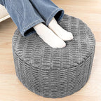Stuffed Pouf Ottoman with Modern High-Density Foam Faux Fur Poufs Pouf Stool Round Foot Stool Cushion Storage Ottoman 20 * 12''Floor Poufs Ottoman Foot Rest for Living Room (Dark Grey)