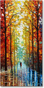 Art Hand-Painted Abstract Oil Painting, 48x24 Inch, Romantic Landscape, Vertical, Unframed, Living Room, Dining Room, Bedroom, Office