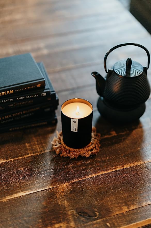Calyan Wax Co. Passionfruit & Ginger Scented Candle - 75 Hour Burn - Luxury Non Toxic Soy Wax Candles - Long Lasting Black Tumbler Jar Candle for Home - 10.2oz