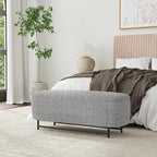 HomePop Ellipse Modern Storage Bench with Metal Legs |Homepop Home Décor|Bench with Storage for Living Room & Bedroom - Gray