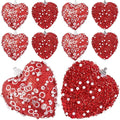 Red Valentine's Day Heart Ornaments 10Pcs Glitter Sequin Heart Shaped Baubles Decoration Valentines Pearl Foam Hanging Decor(2.36in)