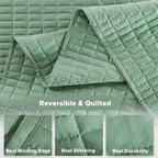 Comfort Spaces Sage Green Oversized Queen Quilt Set 102"x118" Bedspread Quilted Summer Lightweight Microfiber Bedding Coverlet with Double Sided Stitching Soft All Season 3 Piece with Matching Shams