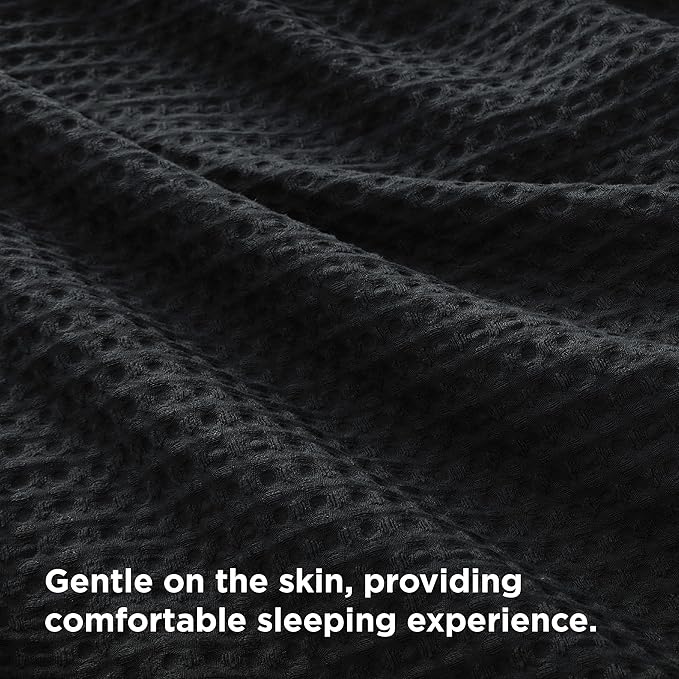 Bedsure Luxury Waffle Duvet Cover Queen Size - Textured Duvet Cover Set, Soft, Breathable Bedding Set (90"x90") with 2 Pillow Shams for All Season, Black, Comforter Not Included