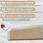 PURE ERA Bullnose Carpet Stair Treads Set Tape Free Non-Slip Indoor Stair Protectors Pet Friendly Rugs 9.5" x 30"(2 Pieces,Khaki Mini-Diamond Trellis)