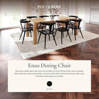 Poly & BARK Mid Century Modern Enzo Black Dining Chair – Solid Oak Wood Splat Back Chair, 18" Seat Height, 32" Tall – Stylish MCM Kitchen & Dining Room Chair - Set of 3