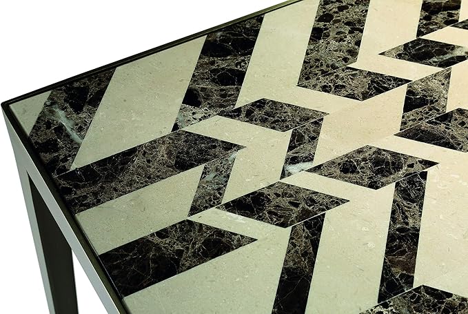 Nikki Side Table – Modern Luxury Mosaic Stone Top with Bright Brass Base, Commercial Grade Quality End Table - 20" H x 20" L x 20" W