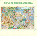 Washable Kids Rug 5x7 North America Map for Playroom – Educational Carpet for Preschool, Daycare, Classroom – Learn Geography, Animals & Landmarks – Fun Washable Activity Rug for Large Kids