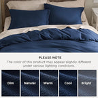 Bedsure Luxury Waffle Duvet Cover Queen Size - Textured Duvet Cover Set, Soft, Breathable Bedding Set (90"x90") with 2 Pillow Shams for All Season, Navy Blue, Comforter Not Included