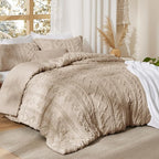 Bedsure Tufted Boho Comforter Set California King Size - Khaki Boho Bed Set, GentleSoft™ 3 Pieces Farmhouse Shabby Chic Embroidery Bedding, Gifts for Woman, Soft Jacquard Comforter for All Seasons