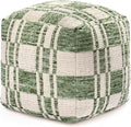 Anji Mountain 100% Handmade & Handcrafted Comfortable Home Décor Pouf Ottoman Footrest for Living Room, Bedroom, Nursery, Kidsroom, Patio Furniture - (20" x 20" x 20" - Green)