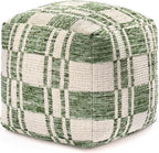 Anji Mountain 100% Handmade & Handcrafted Comfortable Home Décor Pouf Ottoman Footrest for Living Room, Bedroom, Nursery, Kidsroom, Patio Furniture - (20" x 20" x 20" - Green)